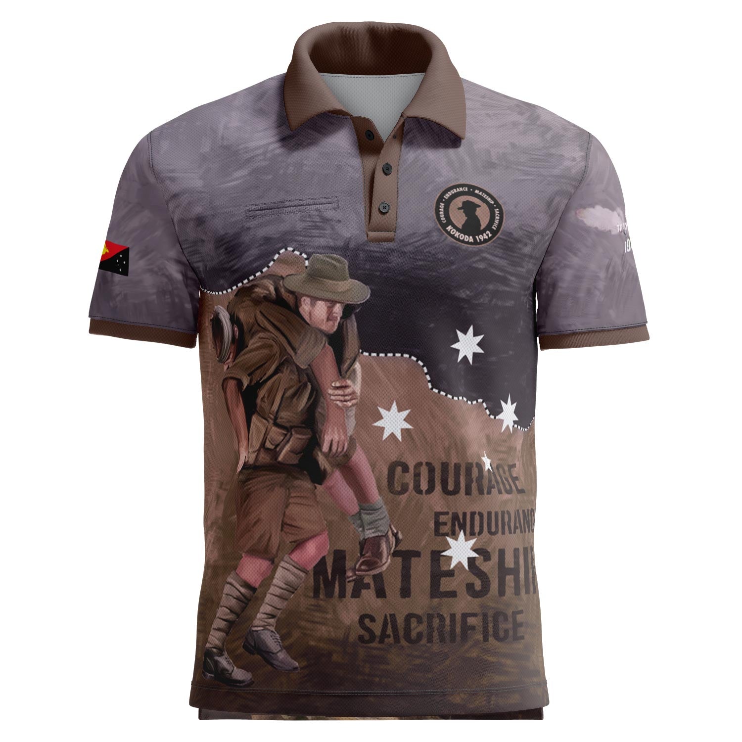 Load video: Battle of Kokoda Trail polo with pocket